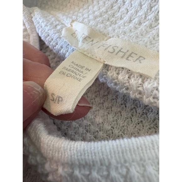 Eileen Fisher Waffle Knit Cotton Blend Mock Neck Pullover Sweater - Picture 4 of 5